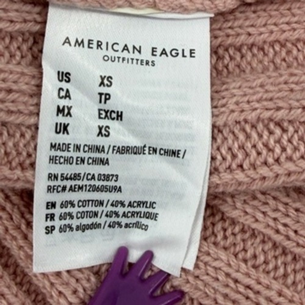 American Eagle Outfitters Ribbed Mock Neck Cropped Sweater Dusty Rose XS - Picture 5 of 8